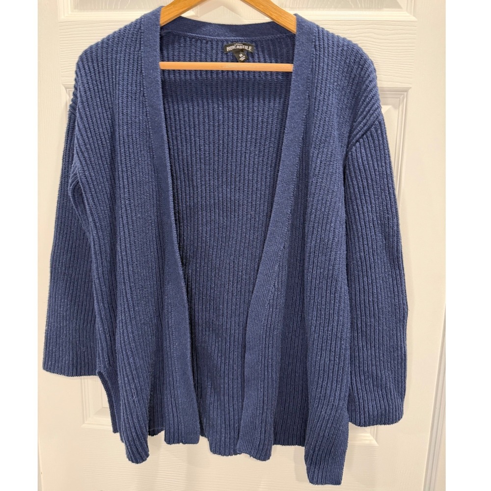 J.Crew Mercantile Womens Navy Blue Ribbed Open Front Cardigan Sweater Size M